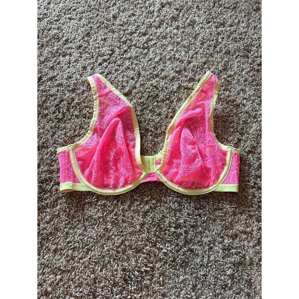 Cacique neon pink lacy bralette